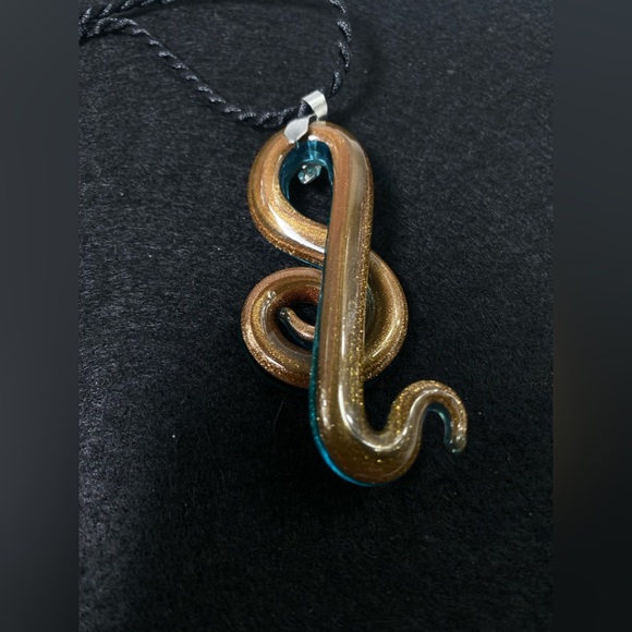 A Mesmerizing Snake Shaped Pendant on a Cloth Choker - Picture 4 of 4